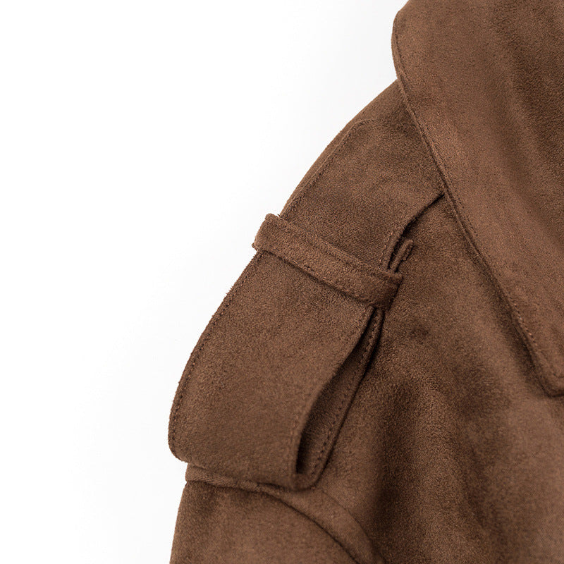 Autumn Winter Women’s Long Double-Breasted Trench Coat – Waist Belt Casual Elegant Overcoat
